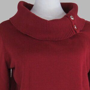 Rebecca Malone Women's Red Long-Sleeve Cowl-Neck Sweater Size S (C2028)